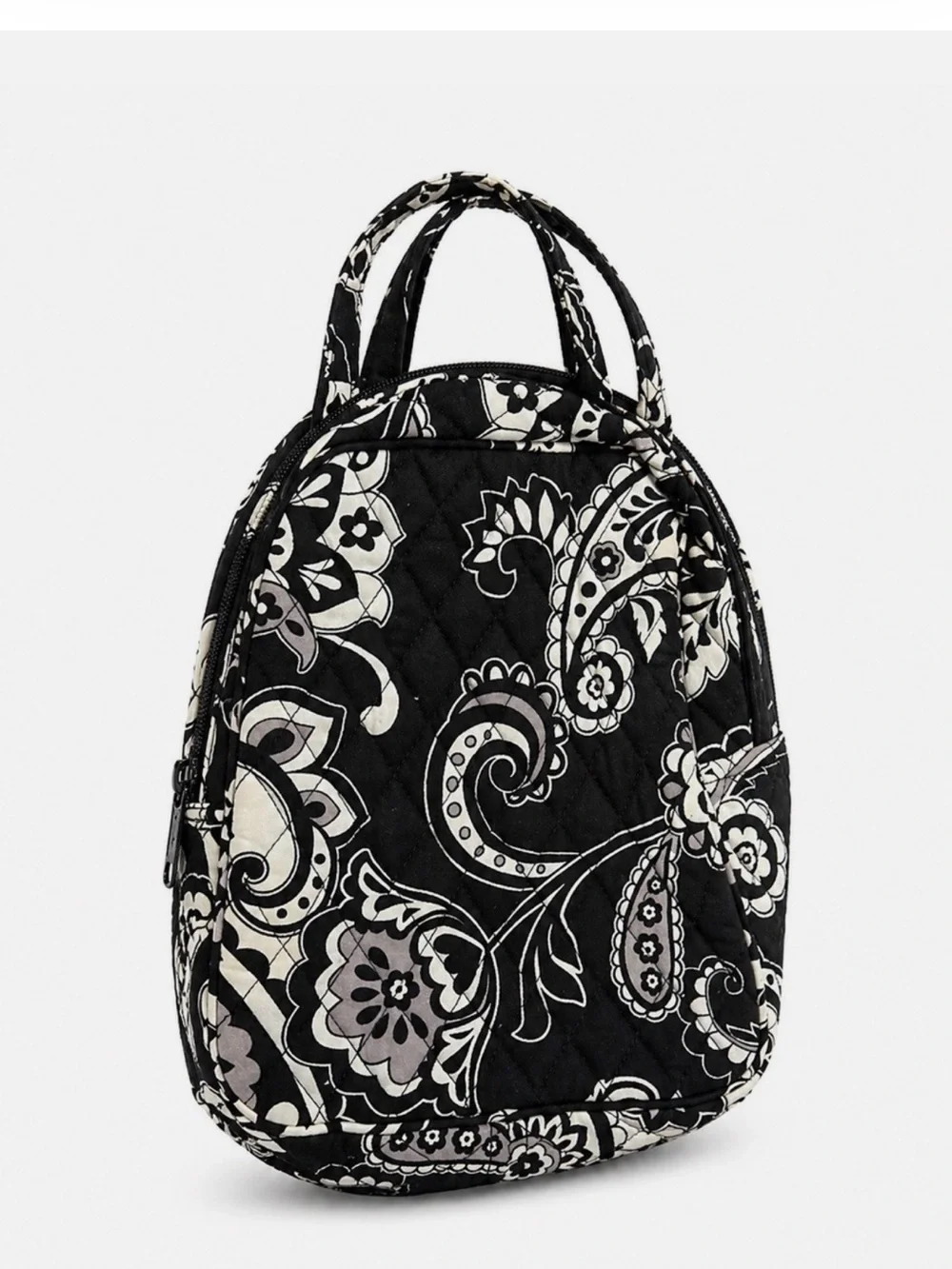 Quilted Paisley Mini Backpack - Black/Cream